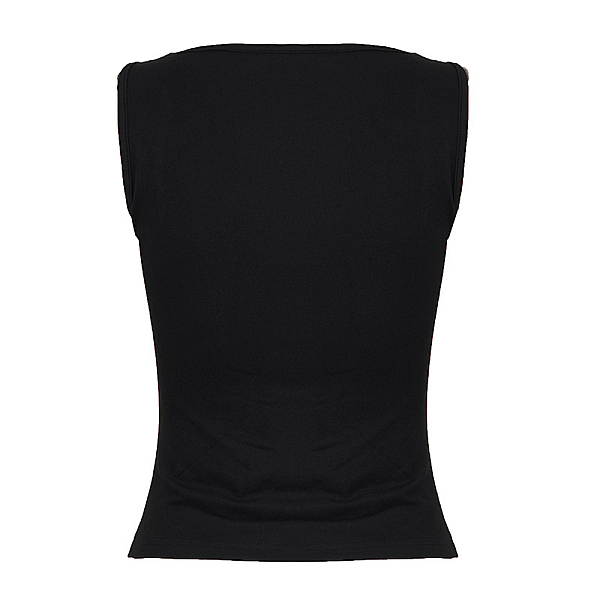 Gothic Black Rhinestone-Embellished Crop Tank Top Dark Street Style Tank Top Sleeveless Top